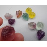 Carvings - Strawberry (about 14x18mm) in rainbow Fluorite Mix stones - 10 pcs pack